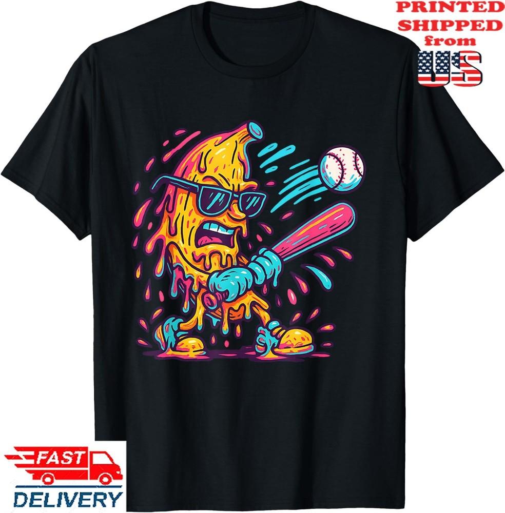 Funny Banana Swinging Baseball Ice Cream Drip T-Shirt, Unisex Tee Unisex T-Shirt XXXXL