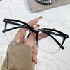 Unisex-Brille mit Blaulichtfilter, Retro, großer ovaler Rahmen, klare Sicht, starkes Scharnier mit Krempe, Augenschutz, klare Blaulichtbrille