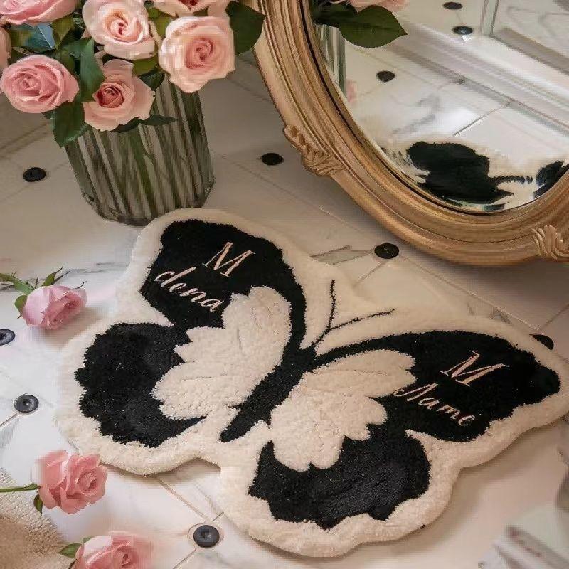 Butterfly Shaped Living Room Carpet Bedroom Entrance Floor Mat Anti-slip Bathroom Mat