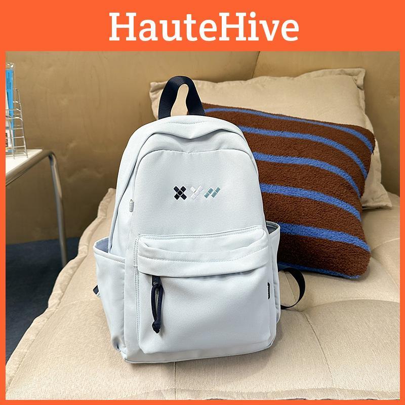 Solid Color School Bag Backpack Large Capacity Middle Schoolers Gift Unisex