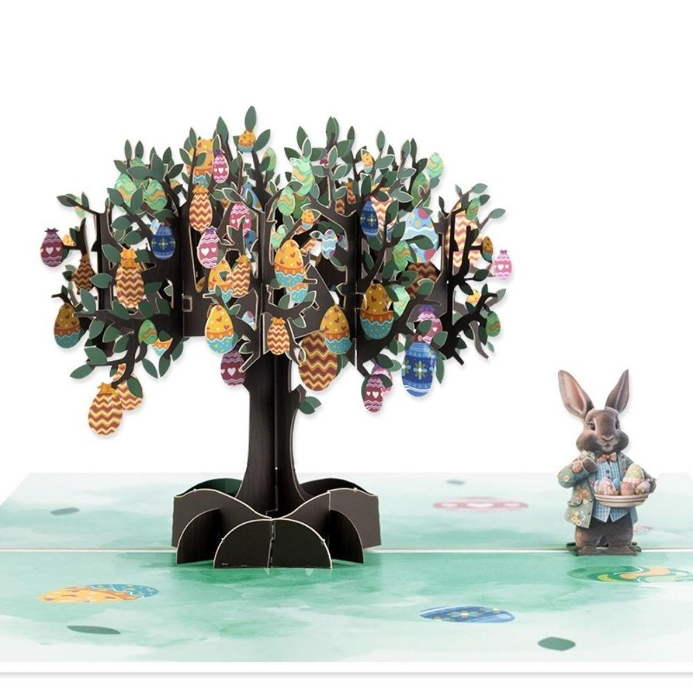 Folding 3D Popup Easter Card Paper Arts with Envelope Easter Greeting Cards Postcard Invitation Card Rabbit Egg Gifts Card