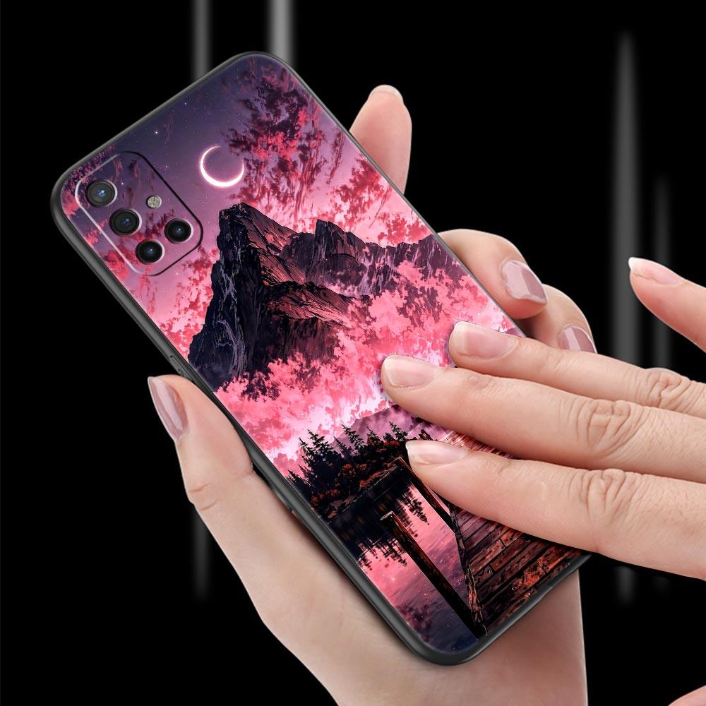 Phone Case For Oneplus 13R 13 12 10T 11 R10 Nord N100 N200 N10 9 9R CE 2 3 Z Pro Lite 5G Soft TPU Cover Pink Sunset Mountain Bag