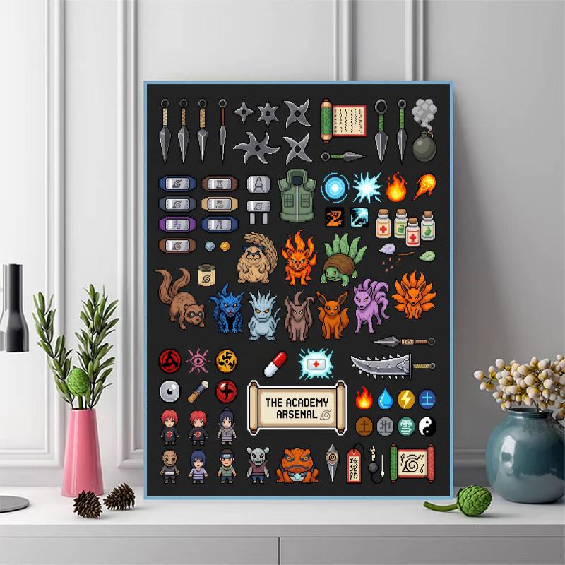 Naruto Tailed Beasts & Symbolic Art Set Pattern 3pcs 100% Round Full Drill 5D DIY Diamond Painting Embroidery Cross Stitch Rhinestone Décor