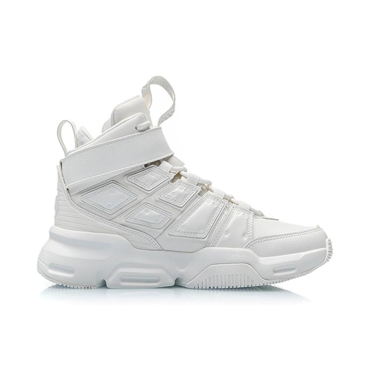 Li Ning Suo Collection, Wending Abrasion Resistant Breathable High top Vintage Basketball Shoes White AGBN053-7