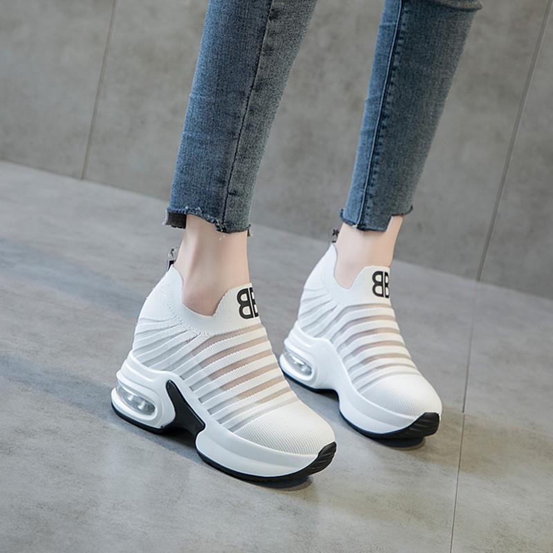 Air Cushion Shoes Women's Shoes New Fashion Breathable Mesh Casual Shoes Inner Height Increase Women's Shoes Small Size