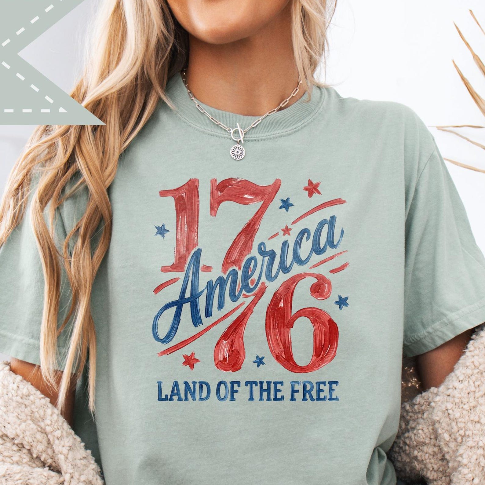 Comfort Colors® 4th of July Tee, 1776 America Land of the Free Top, Independence Day Shirt XL