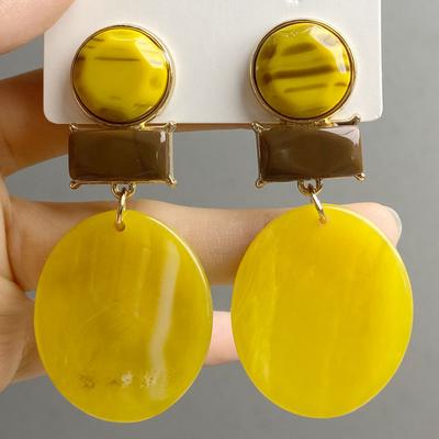 Resin Oval Pendant Earrings Simple Fashion Retro Stud Earrings Light Luxury Versatile High Sense Earrings Women