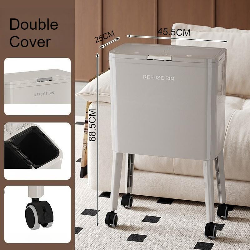Kitchen High Footed Trash Can With Lid Modern Large Capacity Trash Bin Minimalist Built-in Wastebasket Home Cleaning Supplies