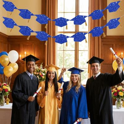 2Pcs Shining Bachelor Hat Banner Reusable Graduation Party Hanging Decorations  Graduation Party
