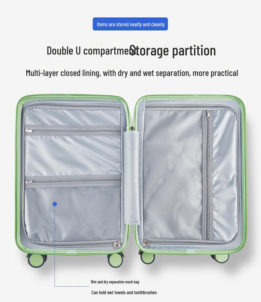 Free Shipping: 20-inch & 24-inch Front-Opening Multifunctional Trolley Suitcases with Wide Handles