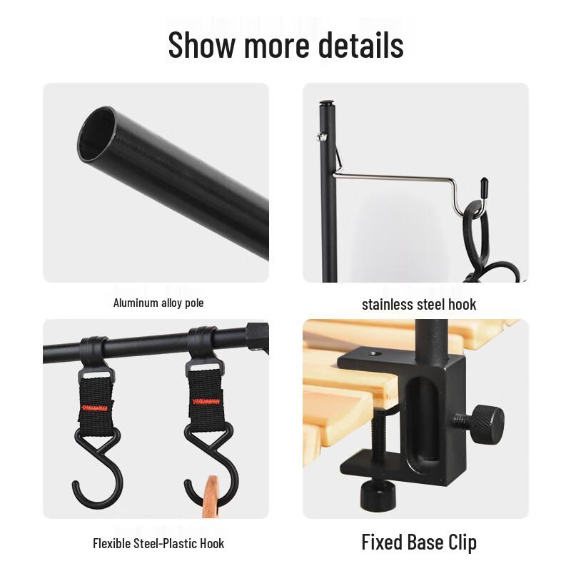 Outdoor Camping Folding Desktop Storage Rack with Lamp Holder