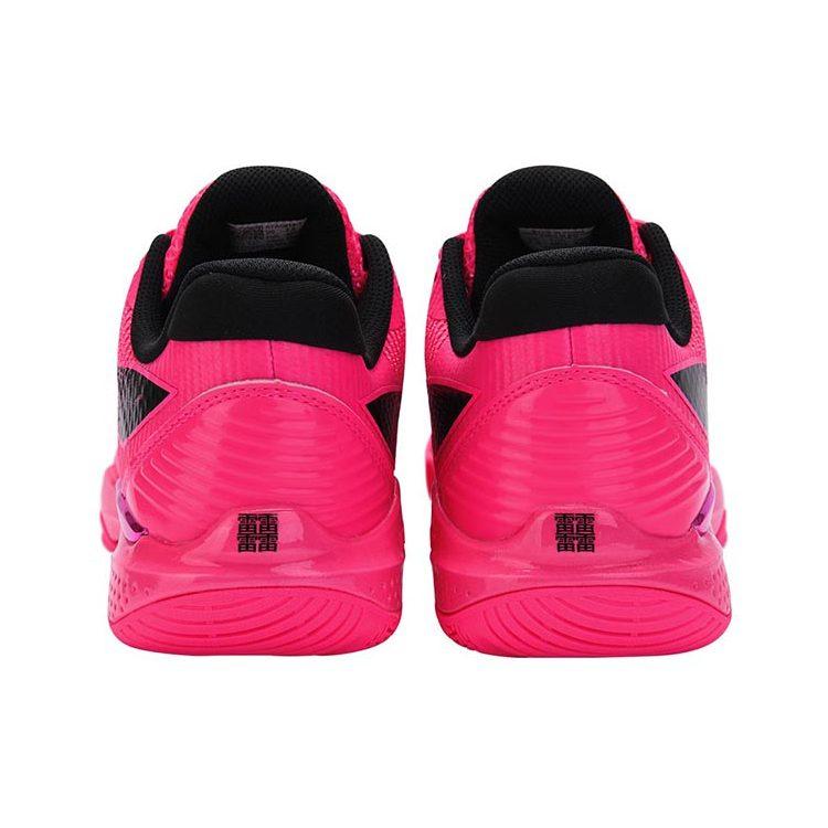 Li Ning Fabric Cushioning Slip Resistant Abrasion Resistant Low Top Badminton Shoes Unisex Fluorescent Fruit Pink AYAS018-1
