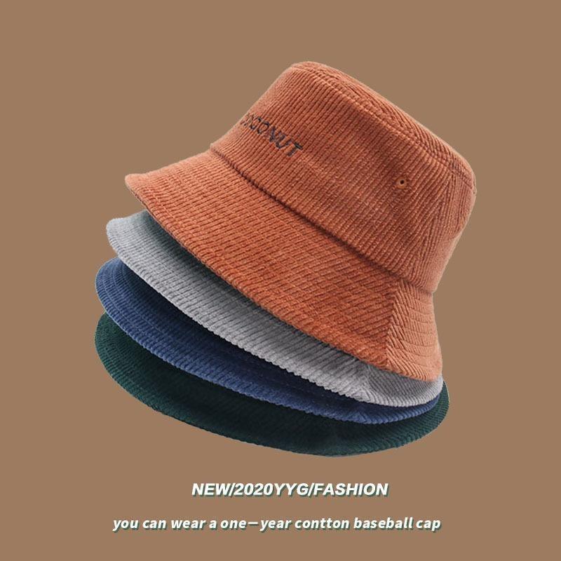 Winter corduroy bucket hat trendy versatile fashion basin hat retro candy color bucket hat