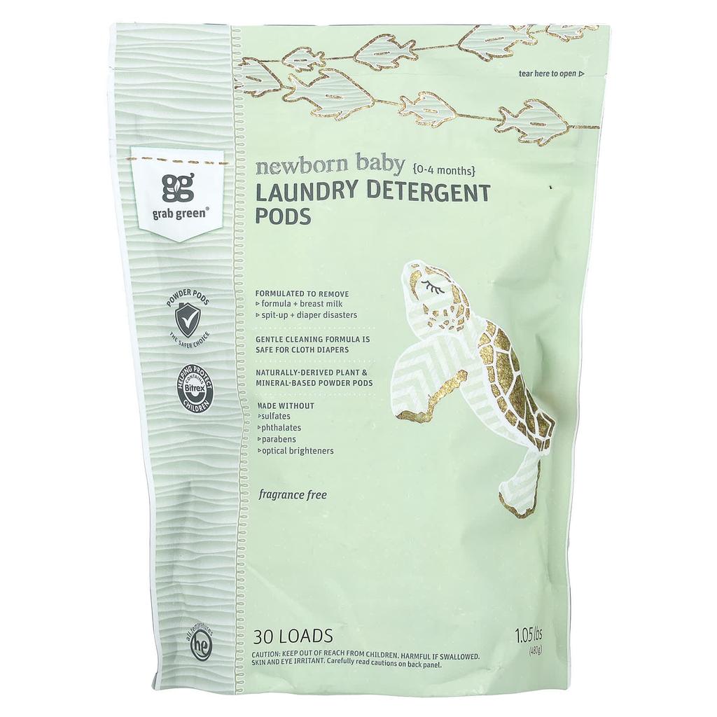Newborn Baby Laundry Detergent Pods, 0-4 Months, Fragrance Free, 30 Loads, 480G (1.05Lbs)