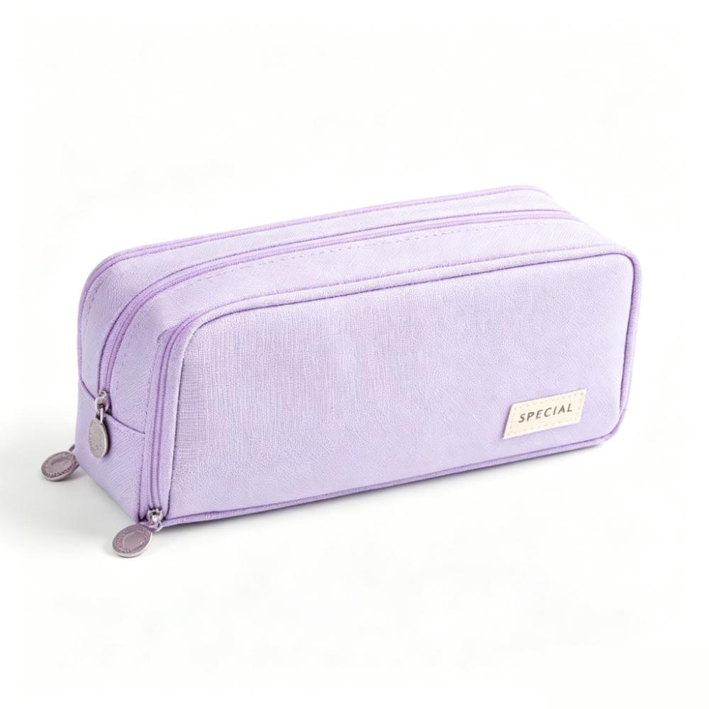 Oxford Cloth Solid Color Pencil Pouch Large Capacity Stationery Organizer Student Use