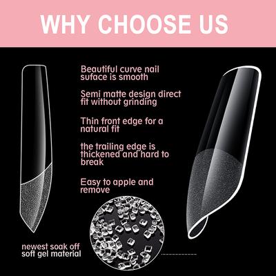 600Pcs/Box Fake Nails Semi-Matte Almond Coffin Full/Half Acrylic Square False Nail Tips For Extension Tip Manicure Tool