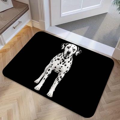 1pc Pack, 2D Flat Printing, Dalmatian Dog Pattern Indoor Floor Mat, Non-slip Mat for Living Room, Bedroom, and Foyer, Colorful Non-slip, Machine Washa
