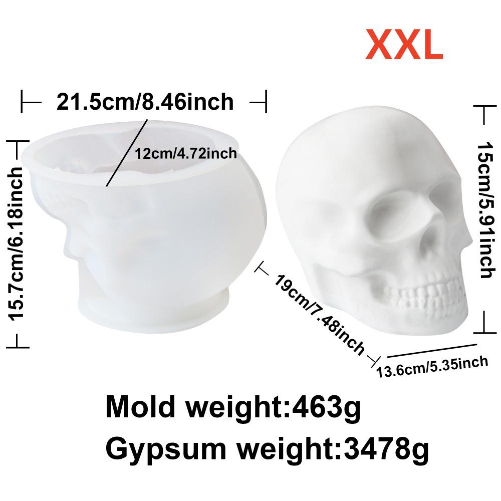 3D Skull Head Candle Silicone Mold DIY Horror Theme Epoxy Resin Craft Skeleton Shape Festive Halloween Decorations Creative Gift