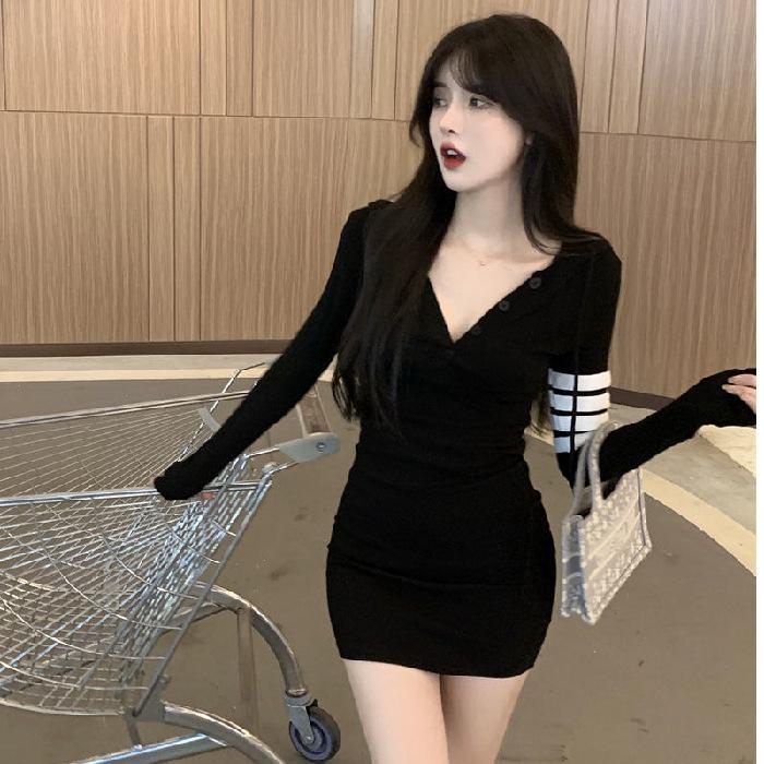 

Корейська сукня з капюшоном з довгим рукавом приталеного крою на весну для жінок Extra Large чорний