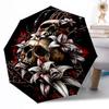 Zewnętrzny Automatyczny Parasol z Wzorem Czaszki, Składany Design z 8 Żebrami, Wytrzymały, Lekki, Na Każdą Porę Roku, Elegancki Damski Parasol