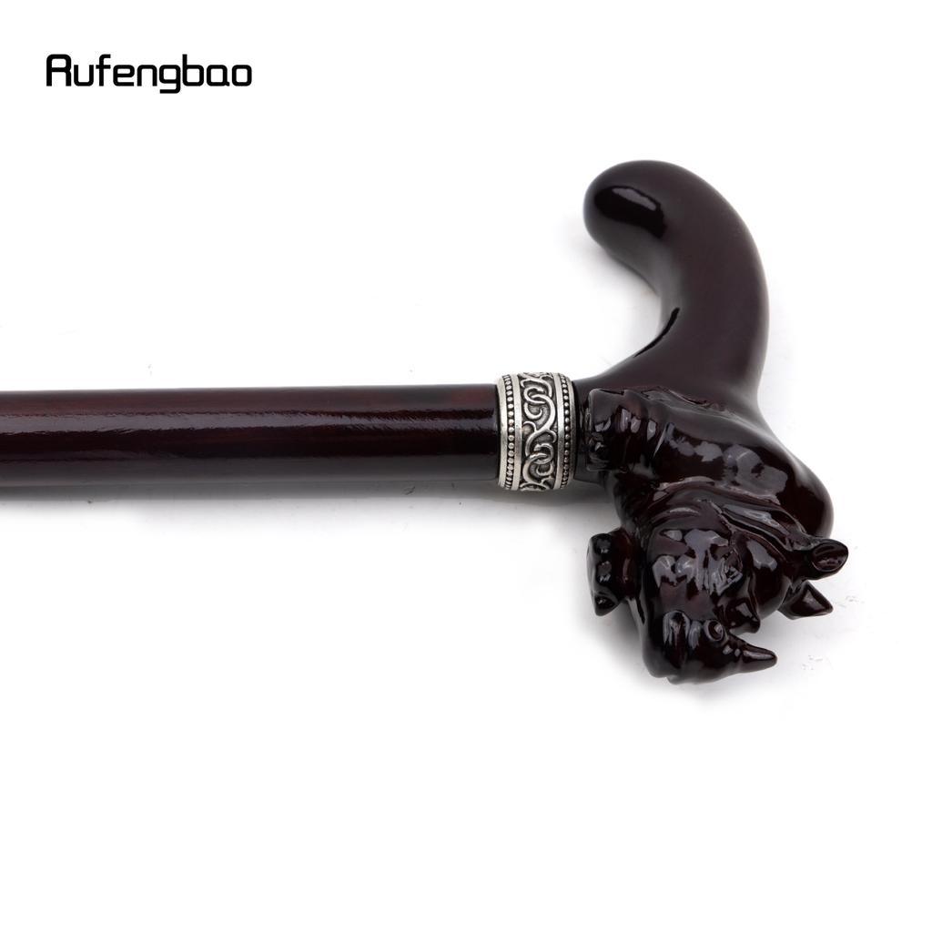 Brown Rhino Cute Rhinoceros Wooden Fashion Walking Stick Decorative Cospaly Cane Halloween Crutch Wand Crosier 92cm