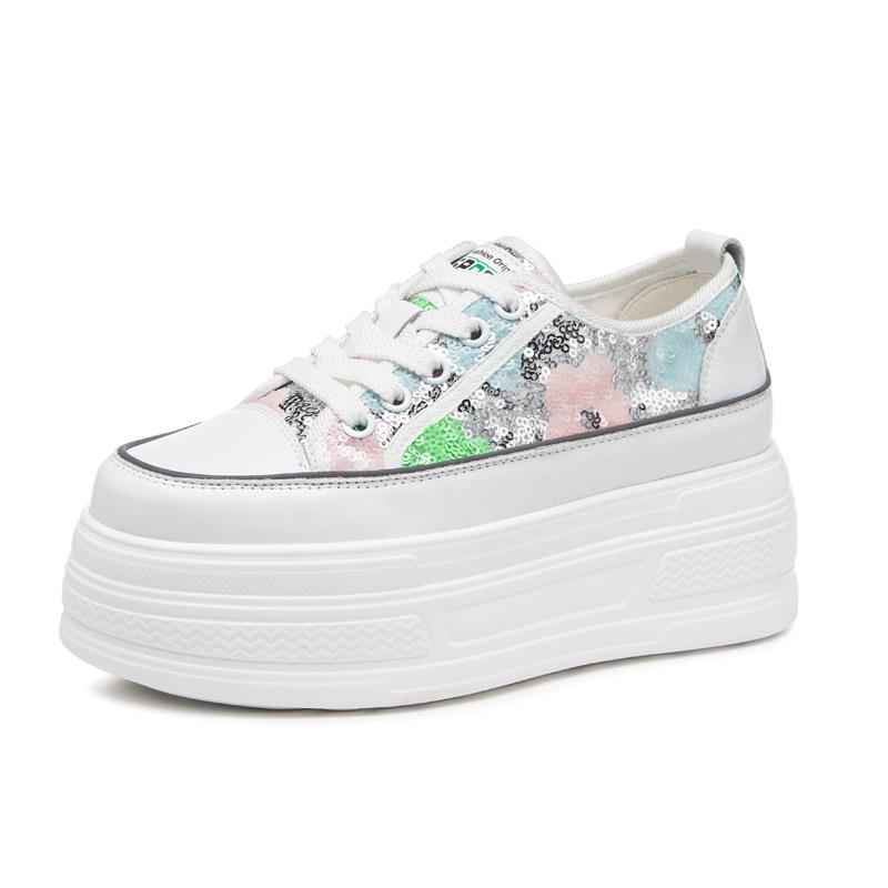 Board shoes spring and autumn new muffin thick-soled small breathable sequins