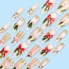 24PCS Artificial Nail Winter Snowflake Bows Design Artificial Nail For Professional Daily Use Manicure Fingernails