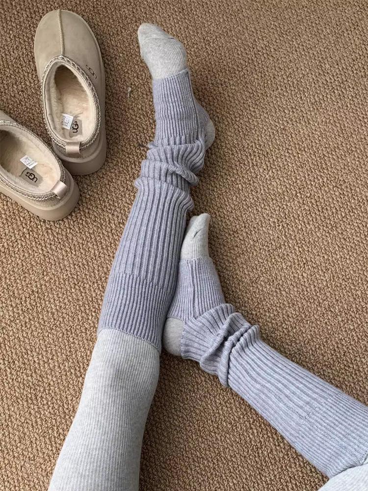 Vertical Socks Women'S Autumn And Winter Knitted Socks Calf Socks Japanese Pantyhose With Socks Cover Y2K Winter Leg Warmer