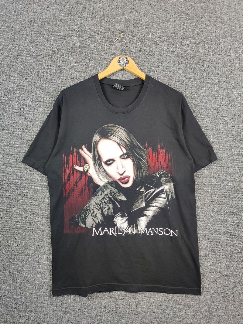 Marilyn Manson Rock Band Black Short Sleeve Unisex Shirt Reprint S5XL KH6668 XXXXL