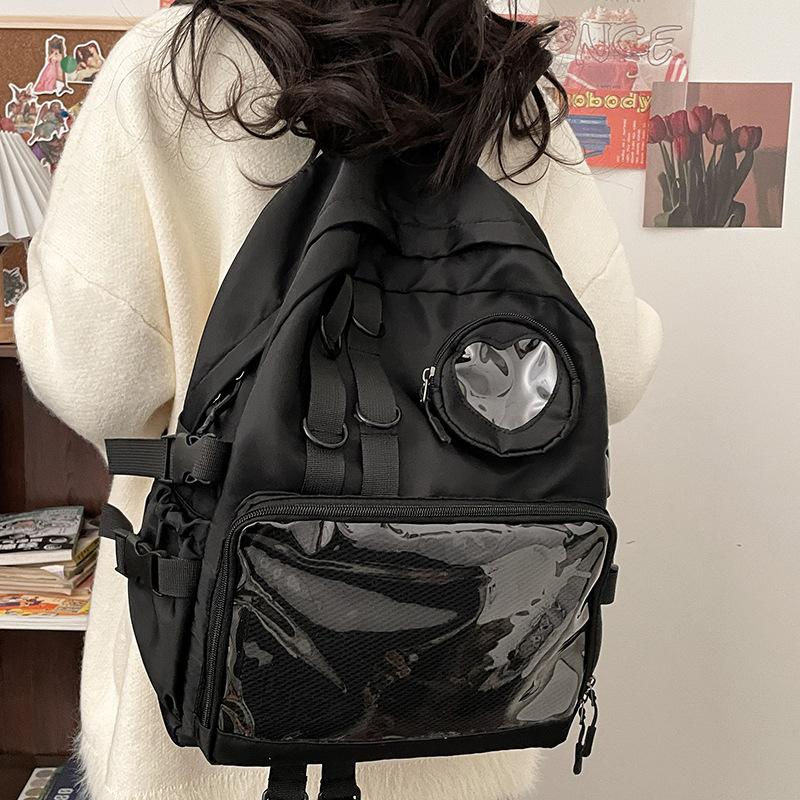 Ita Backpack Transparent Large Capacity School Bag for Boys Girls Middle Schoolers Badge Doll Storage