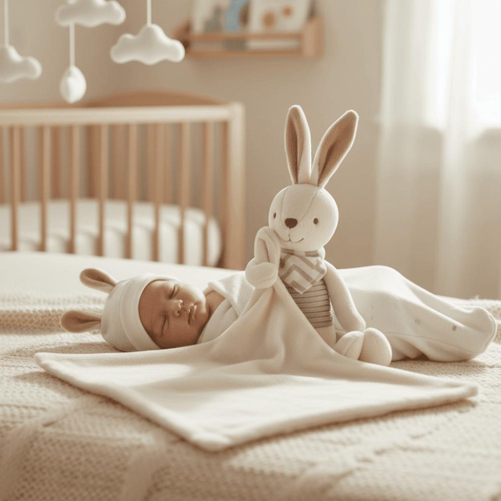 Square Shape Rabbit Square Blanket Cute Embroidery Infant Saliva Towel Infant Use