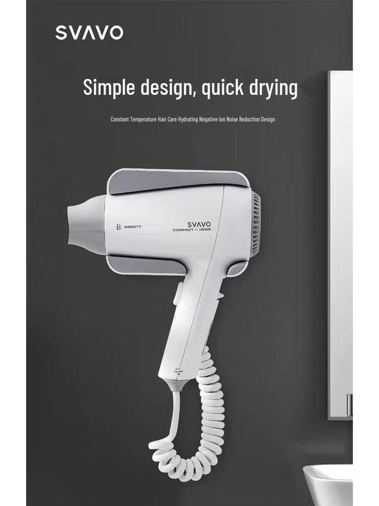 Ruivo Hotel Wall-Mounted Hair Dryer with Negative Ion Technology for Hot & Cold Air