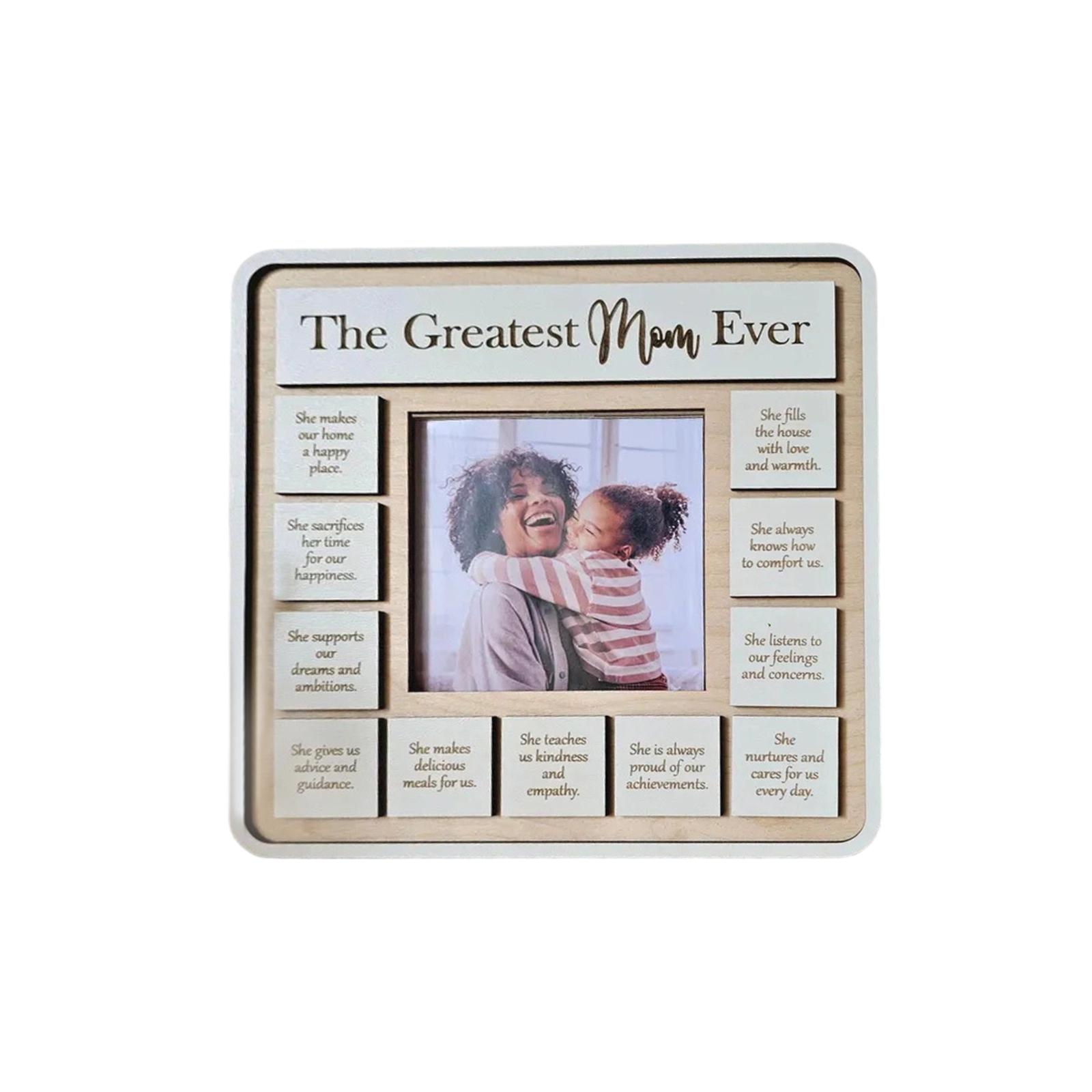 

Wooden Photo Frame The Greatest Mom Ever 25cm Square Frame Home Decoration Craft Gift for Mother s Day Display хаки