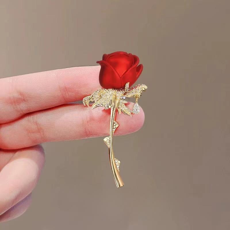 1st Pins Diamond Dubbade Brosch Rose Elegant Retro Modekläder Accessoarer