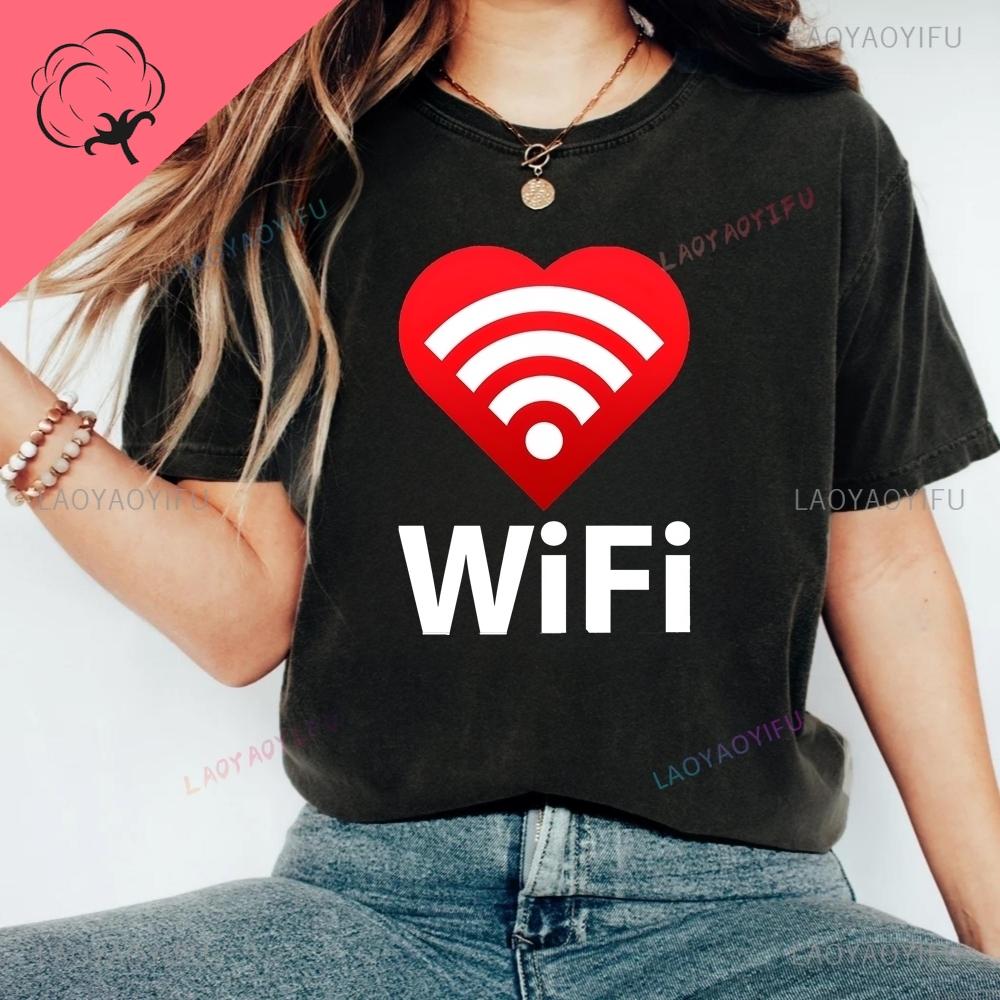 Love Is Shared WiFi Tshirt Valentines Day Gift Tshirt Fun WiFi Sharing Tshirt Unisexs and WoUnisexs Pure Cotton Tshirts