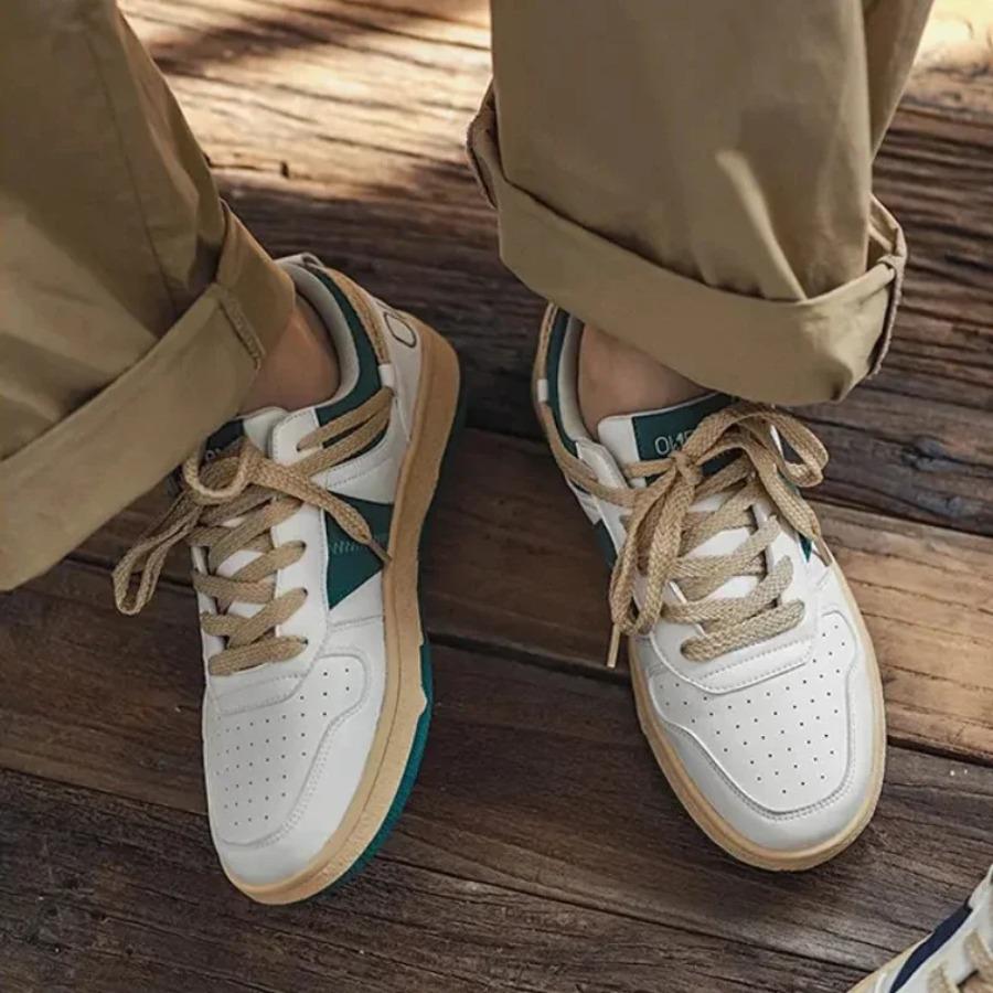 Minority Low-top Vulcanized Men's Shoes Walking Lace-up Color Matching Thick Sole Simple Trend Leisure Sports Shoes Men's Shoes