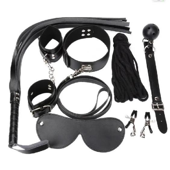 7pcs/set SM Bondage Restraint G Spot Vibrators Adult Game Props Women Sex Toy Noylon Handcuffs Clit Stimulator Adult S3130