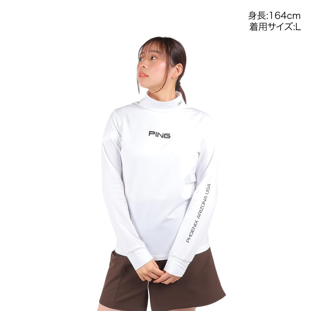 Ping Apparel Women's Long Sleeve High Neck Shirt (Stretch and Warm) / Golf Undershirt / 622-3269002 030_White LL
