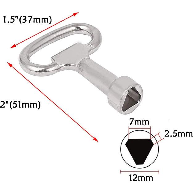 Antrader 2.0  x 1.5  Triangle Socket Spanner Key Matel Triangular Socket Universal Utility Keys for Triangle Panel Lock 6pcs (Style 1)