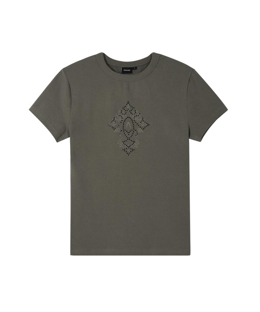 AAKAM Studded Cros2 Half Top (Khaki)