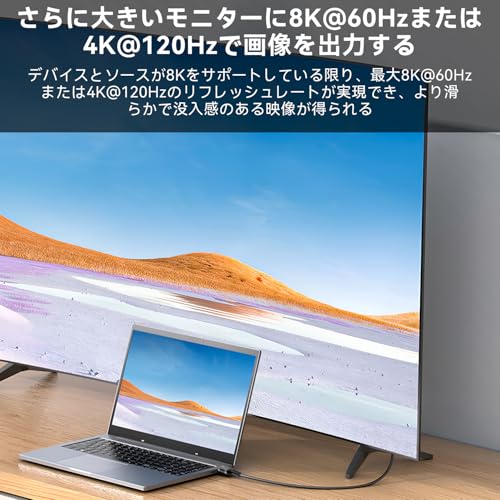 FDBRO 8K DisplayPort to HDMI Converter Cable, Active 8K@60Hz, 4K@120Hz, 32.4Gbps, Unidirectional Transmission, Male to Male, DP 1.4 to HDMI 2.1, Displ