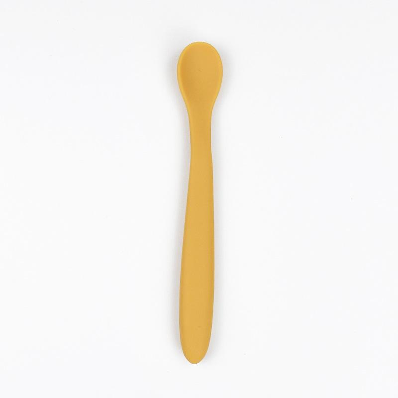 Bambino Morbido Silicone Morbido Cucchiaio Gadget Svezzamento Bebe Articoli per Bambini Cibo per Bambini Cucchiaino Piccolo Stoviglie per Bambini Set Cucchiaio Forchetta da Allenamento L