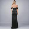One-Shoulder Solid Color Evening Dress with Slit and Fishtail Skirt