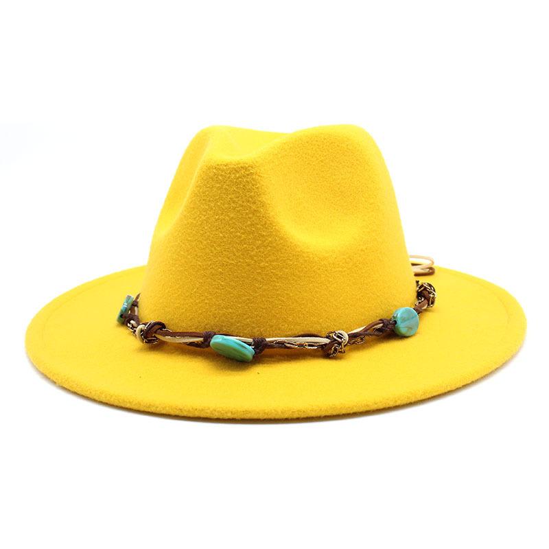 Emerald Western Region Style Top Hat Resin Accessories Jazz Hat Woolen Felt Hat