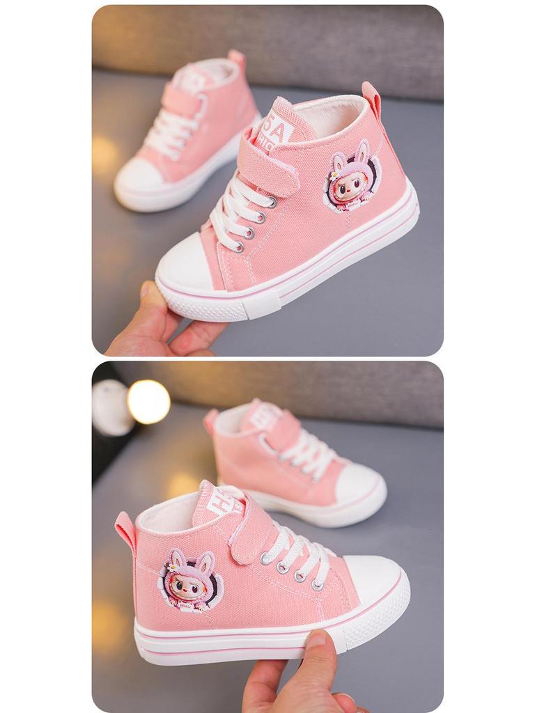 2025 Kids' Korean Style Skate Shoes: Spring/Autumn Cartoon Canvas Sneakers for Boys & Girls