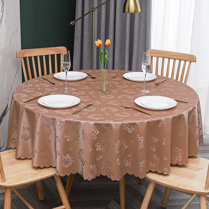 European Style PU Thickened Waterproof Coffee Table Cloth Oil-proof Washless Round Tablecloth Table Decor
