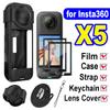 5in1 Silicone Case Lens Protective Cover Strap Keychain for Insta 360 X5 Shell Len Cap HD Anti-Scratch Soft Film for Insta360 X5