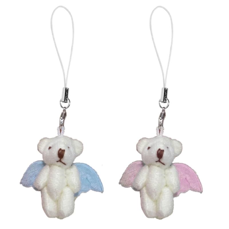 Cute Angel Bear Keychain Hanging Ornament Backpack Handbag Charm for Girls Wome