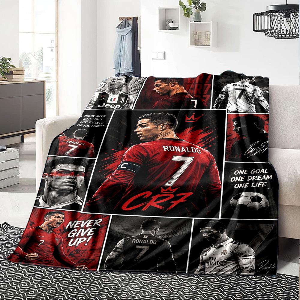 Ronaldo's Legacy Manchester United Blanket Durable Comfort Great for Office Chair Bedding Office Four Seasons Universal Playful Design