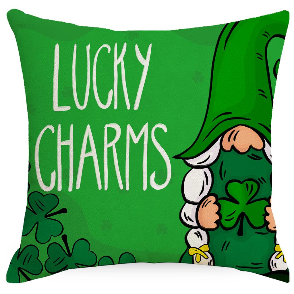 St. St. Patrick's Day Kissenbezug Zwerg Vierblatt Kissenbezug Heimdekoration Leinen Kissenbezug